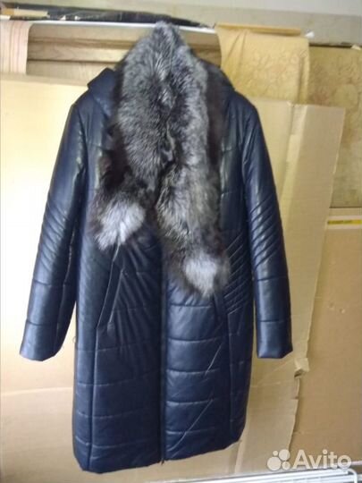 Пуховик из эко кожи 58-60 размер