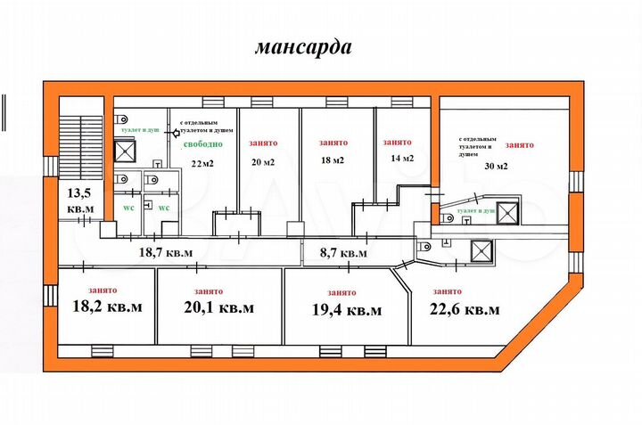 Свободного назначения, 22 м²