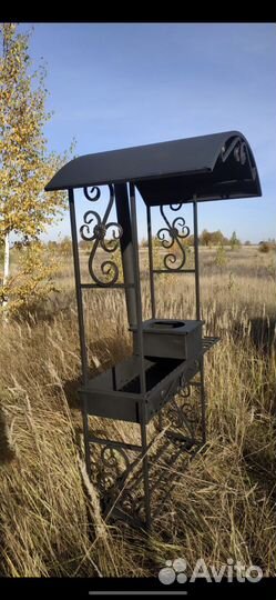 Мангал с печью под казан и крышей