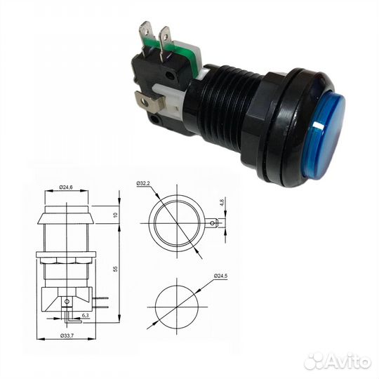 1 шт Кнопочный переключатель gmsi-7B-C 5 А с толка