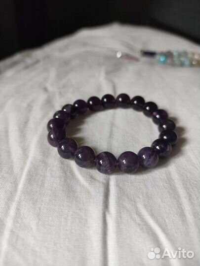 Браслет, кулоны из аметиста и розового кварца