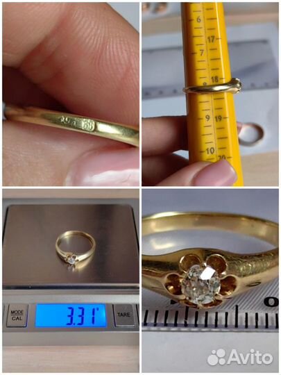 Золотое кольцо с бриллиантами 56 проба сапфиры