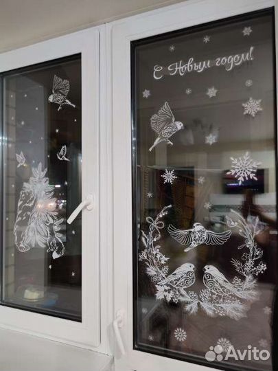 Новогодние наклейки на окна