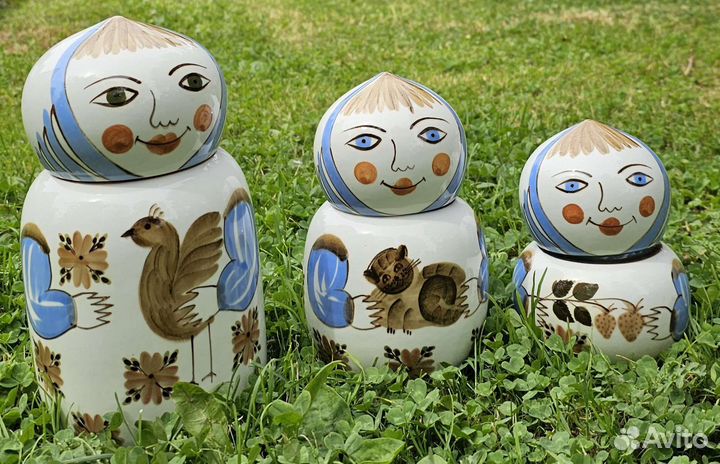 Керамические банки 3шт. и штоф Петух времен СССР