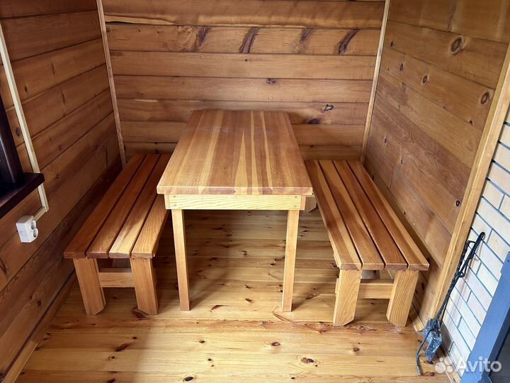 Стол из кедра с лавками для бани
