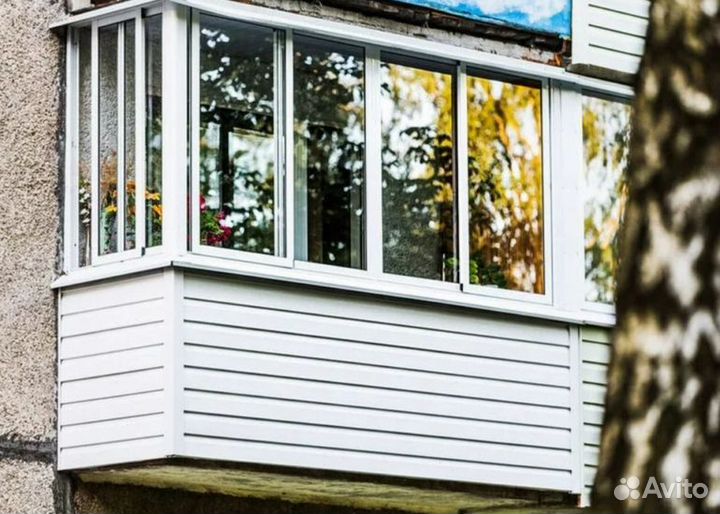 Остекление раздвижное с отделкой