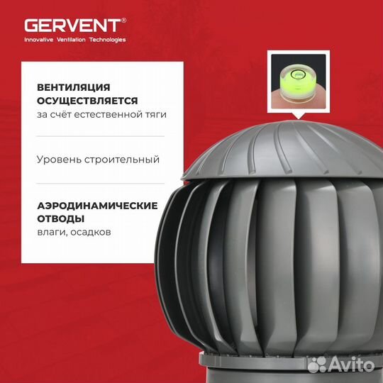 Gervent,Турбодефлектор 160 мм, серый