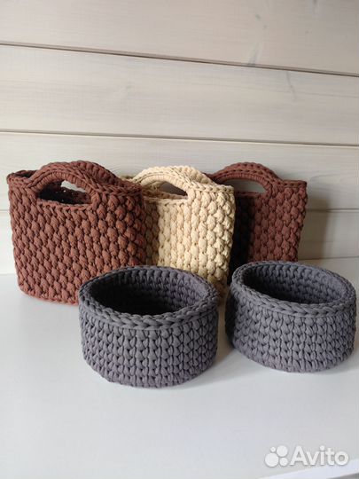 Сумки корзинки шоперы ручной работы. Вязание