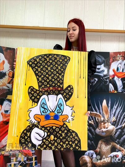 Современные крутые картины Скрудж Макдак на холсте