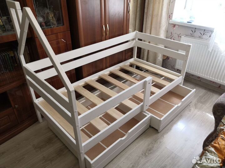 Детская кровать 80 160 домик с ящиками