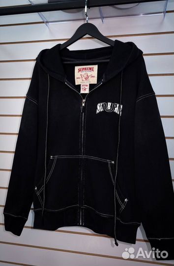 Зип худи со стразами supreme true religion