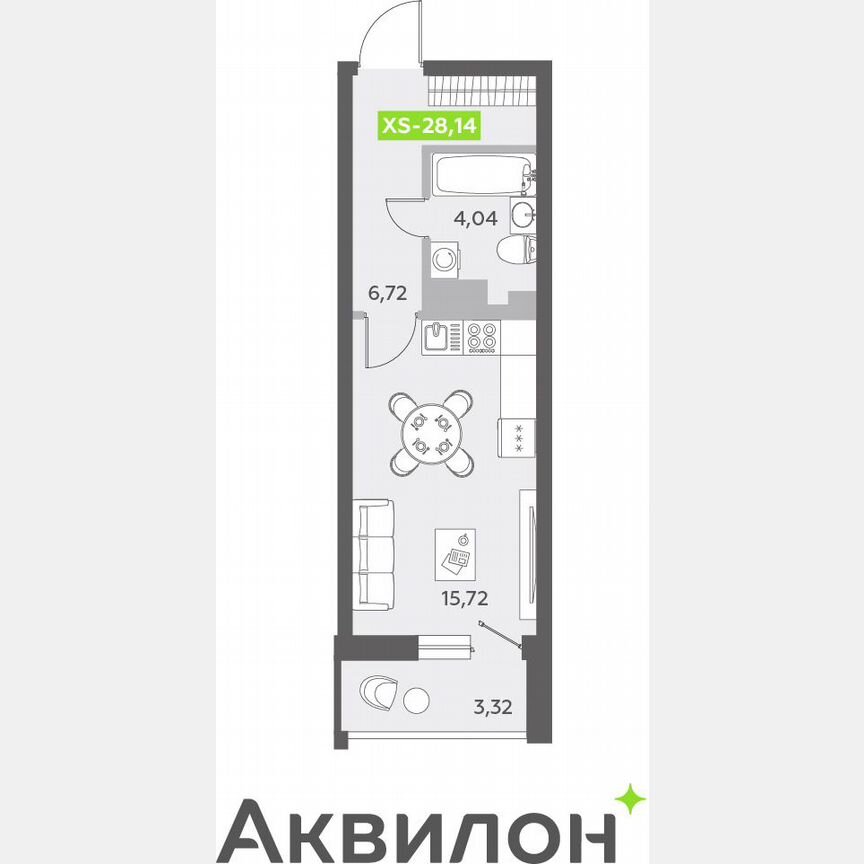 Квартира-студия, 28 м², 8/13 эт.