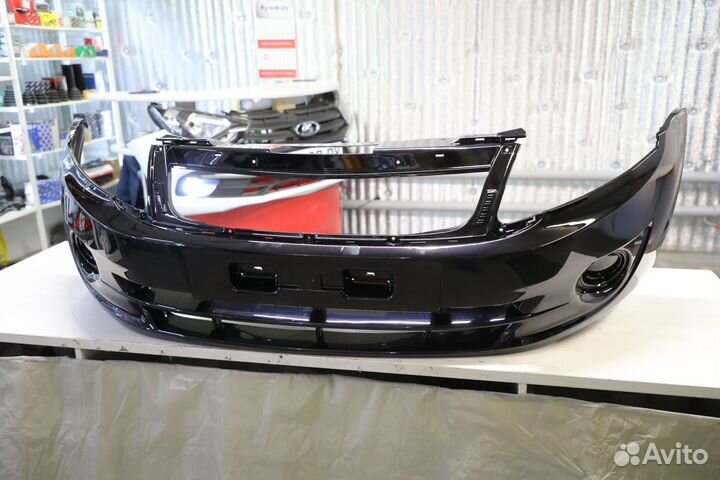 Бампер передний Гранта в цвет черный 665 Космос