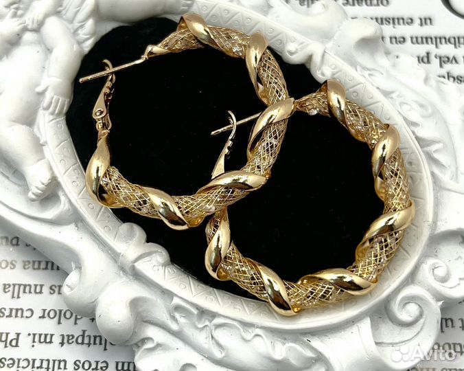 Серьги конго покрытие золото