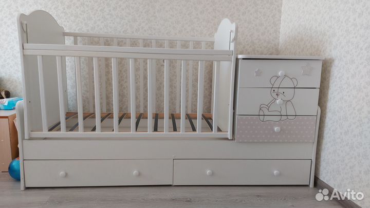 Детская кроватка трансформер с комодом