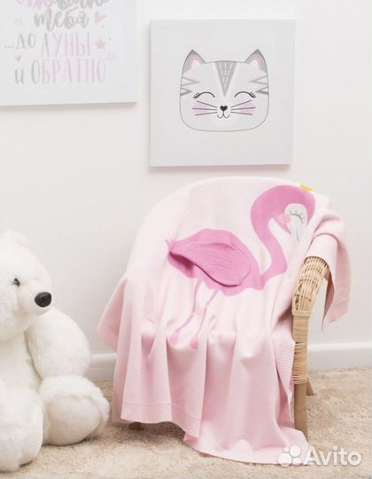 Плед фламинго детский 90*90 акрил