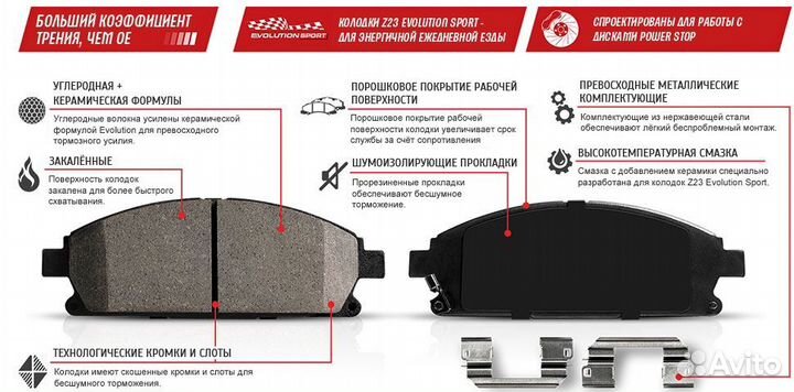 Колодки передние Porsche/Audi powerstop 4 поршня