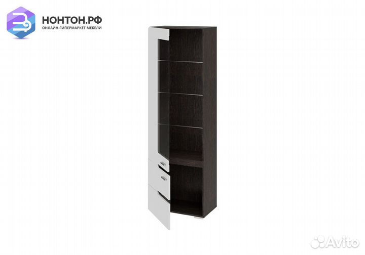 Витрина Фьюжн белый глянец / венге линум