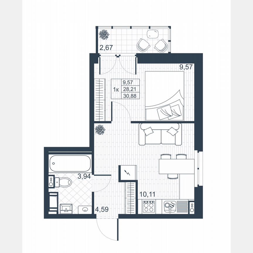 1-к. квартира, 29 м², 4/8 эт.