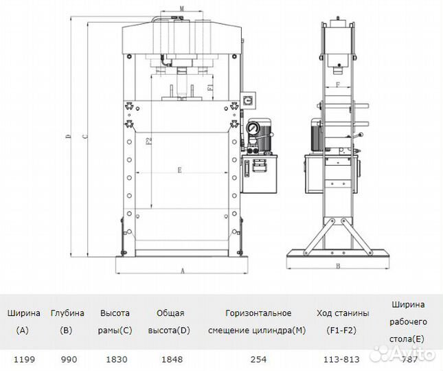 Пресс пневмогидравлический 100 тонн WDK-HP1000A