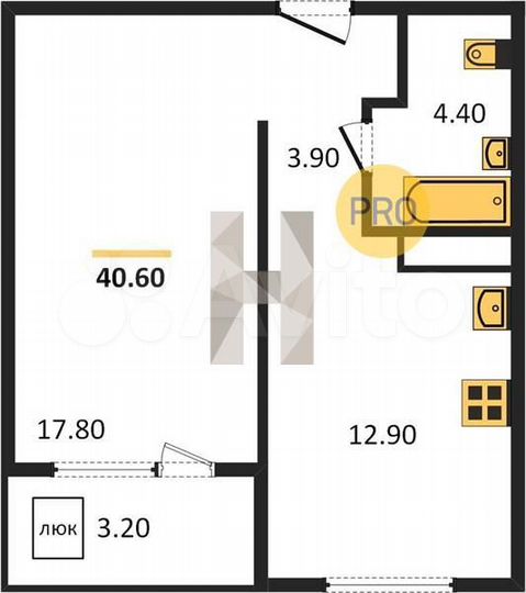 1-к. квартира, 41 м², 13/17 эт.