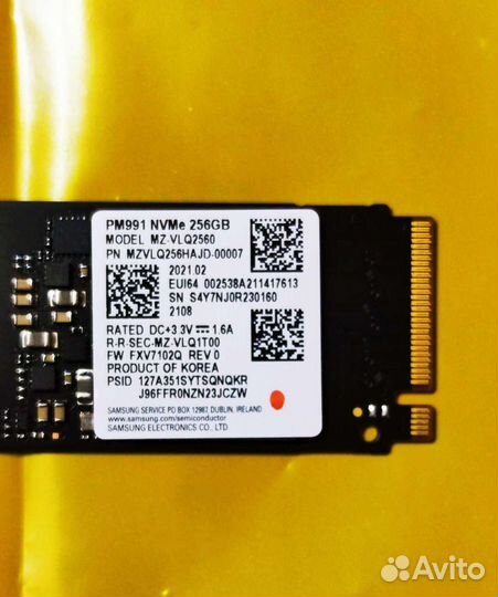 SSD Samsung PM991 PCIe NVMe M.2 256 GB