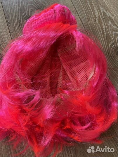 Парик для косплея розовый голубой каре с челкой