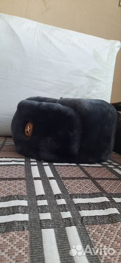 Шапка ушанка военная из овчины меховой размер 60