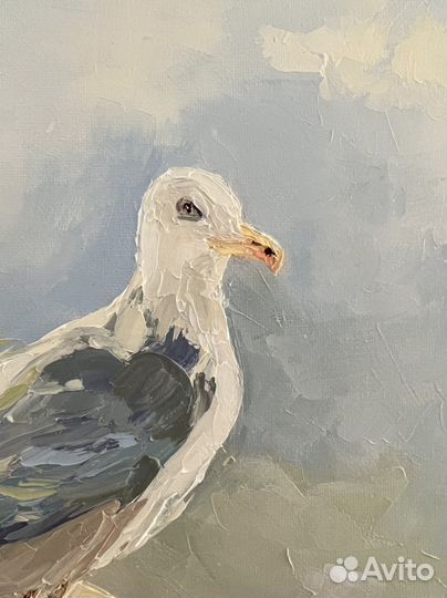 Картина с птицами маслом на холсте Чайка