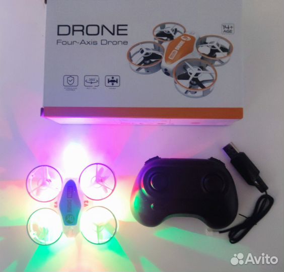 Дрон мини квадрокоптер светящиеся с защитой 360