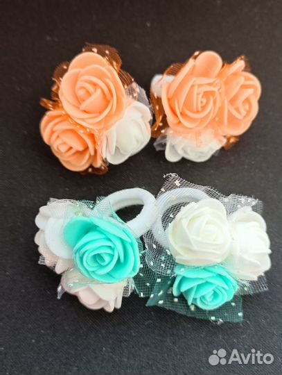 Резинки для волос (пара) ручной работы Розочки