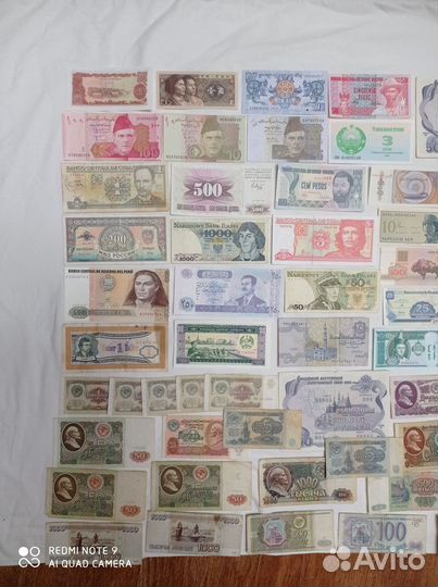 Коллекция банкнот иностранные, СССР, Россия. 64 шт