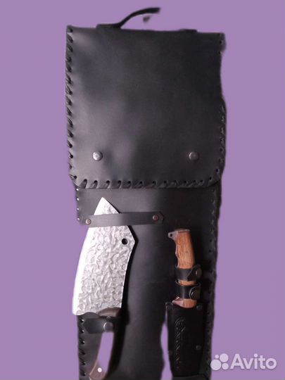 Шашлычный набор в кожаном чехле премиум