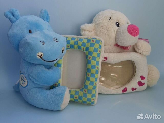 Плюшевая Фоторамка - игрушка бегемотик / мишка