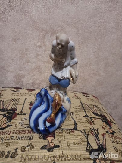 Статуэтка гжель СССР Старик и рыбка