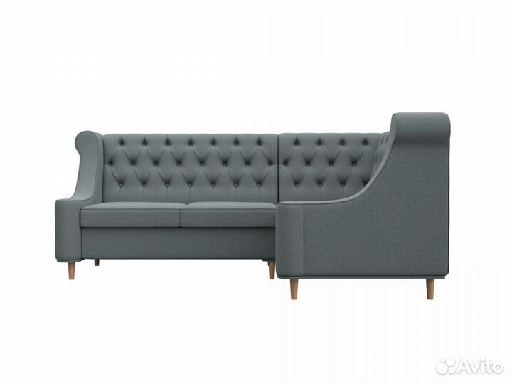 Диван кухонный угловой Бронкс правый угол, рогожка, амур серый