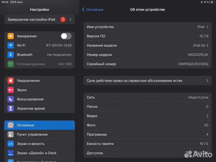 iPad Air 2 cellular (sim)