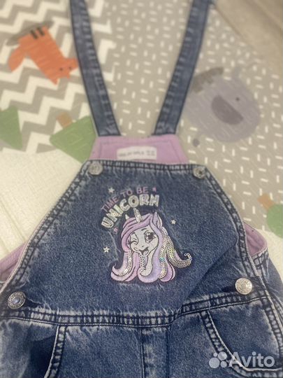 Джинсовый комбинезон для девочки утепленный