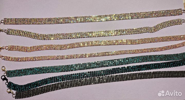 Чокер со стразами, колье браслет