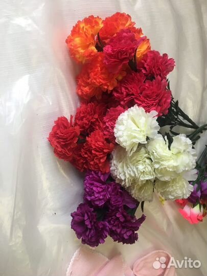 Искусственные цветы Гвоздика букет-7 головок