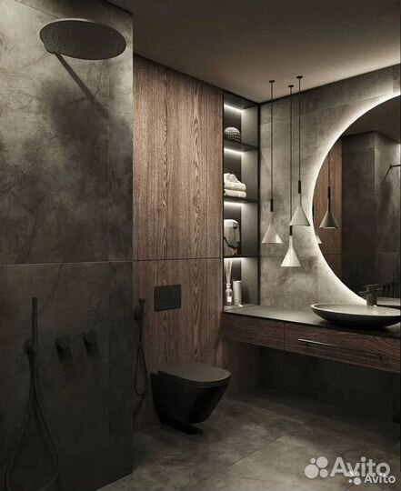 Зеркало в ванную с подсветкой полукруглое