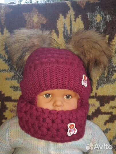 Комплект шапка, шарф и варежки