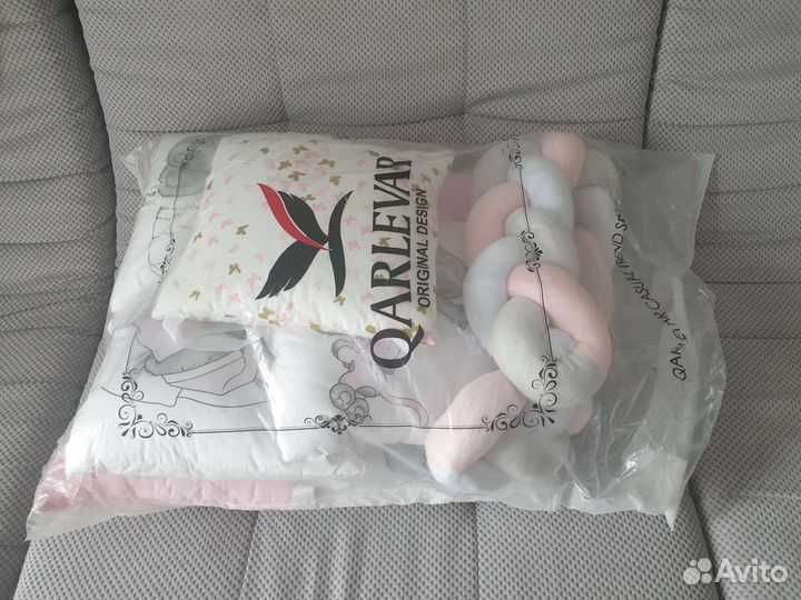 Новые бортики из сатина с косичкой в кроватку