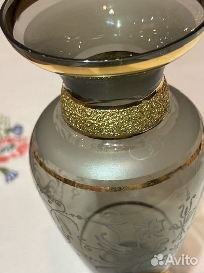 Винтаж: Ваза Богемия Чехословакия с позолотой