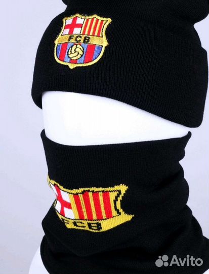 Комплект шапка и снуд для болельщика барселона/ ша