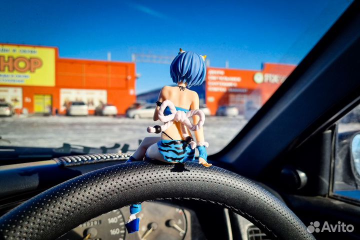 Фигурка на панель, аниме тян, тигровый голубой куп