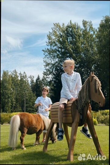 Лошадка деревянная. Ландшафтный интерьер