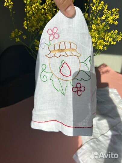 Льняные салфетки вышивка винтаж лен