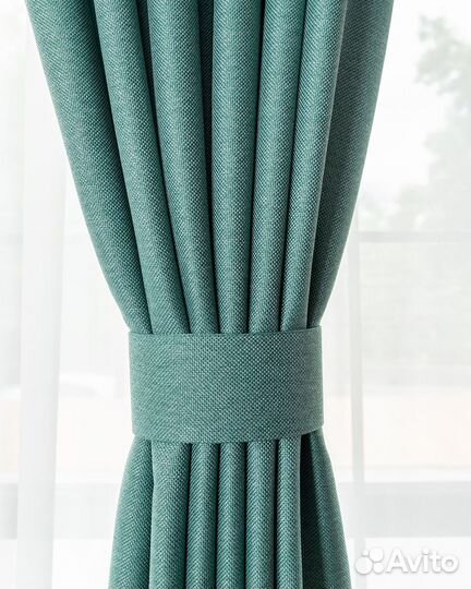 Комплект штор рогожка Орфей Бирюза