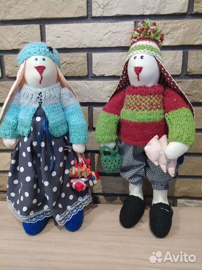 Куклы тильда зайцы ручной работы